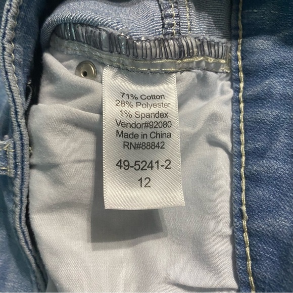 Ellos Light Wash Button Fly Cut Off Denim Jean Stretch Skirt - Picture 5 of 5